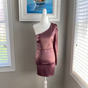 Lulus One Shoulder Longsleeve Purple Bodycon Formal Homecoming Dress Small